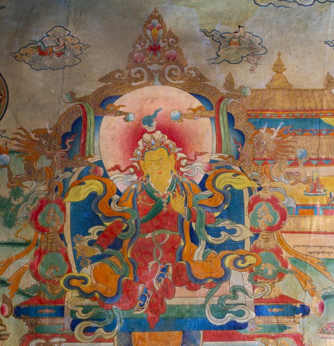 现场图像龙扶手宝座现代壁画<br>采集于西藏昌都市丁青县郭加寺范久辉摄