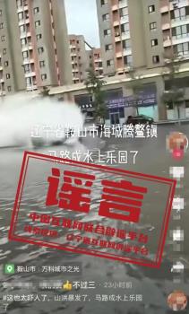 鞍山山洪马路成水上乐园？假 网民造谣受罚