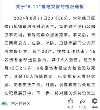 凉亭遭雷击致6死10伤!玩手机引发？官方回应质疑