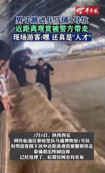 男子跳進(jìn)兵馬俑1號(hào)坑被處罰 游客翻越護(hù)欄驚現(xiàn)場(chǎng)