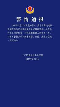 60余辆私家车停放路边后视镜被毁 嫌疑人已被刑拘