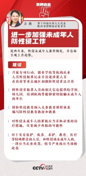 人大代表：加強(qiáng)未成年人防性侵工作 加大普法與教育力度