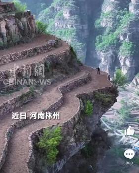 大爷在太行山峭壁上耕种：土是老一辈一筐一筐运上来的