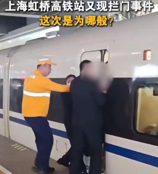 上海一女子阻擋高鐵關(guān)門,？假 實為旅客下車被夾