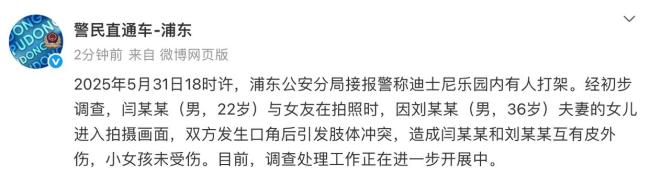 上海警方通報(bào)迪士尼游客打架 因拍照引發(fā)沖突