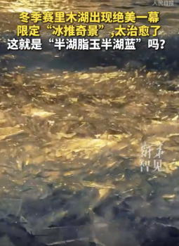 赛里木湖现“冰推奇景”！