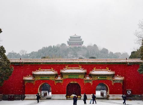 北京景山公園雪景美圖來了 古建白雪同框迷人