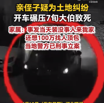 男子开车碾死大伯已被刑拘 受害者家属：他的哥哥是共谋者还在逃