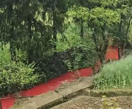 河水变鲜红色 重庆彭水通报 焚烧废料所致