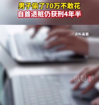 男子偷70万心理压力太大自首获刑4年半