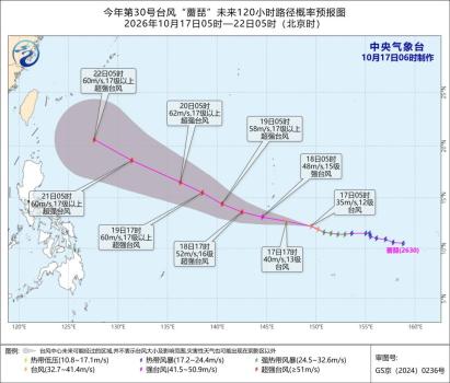 台风“蔷琵”会影响我国吗 强度逐渐增强